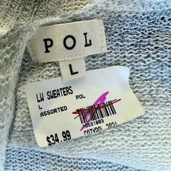 🍀 NWT POL Boho Striped Relaxed Fit Oversized Coverup Fringe Beachy Sweater Sz L - Picture 6 of 10